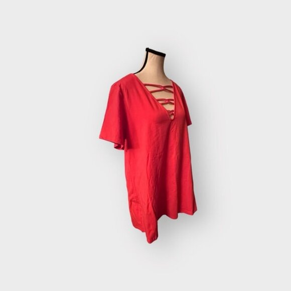 🆕 NWT Women’s torrid 3 Red Orange Foxy V-Neck Strappy Top 22 24 - Picture 8 of 13